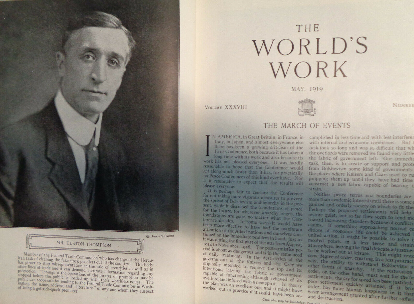 THE WORLD'S WORK VOL. 38, MAY-OCT., 1919 A HISTORY OF OUR TIME Arthur W Page, ed