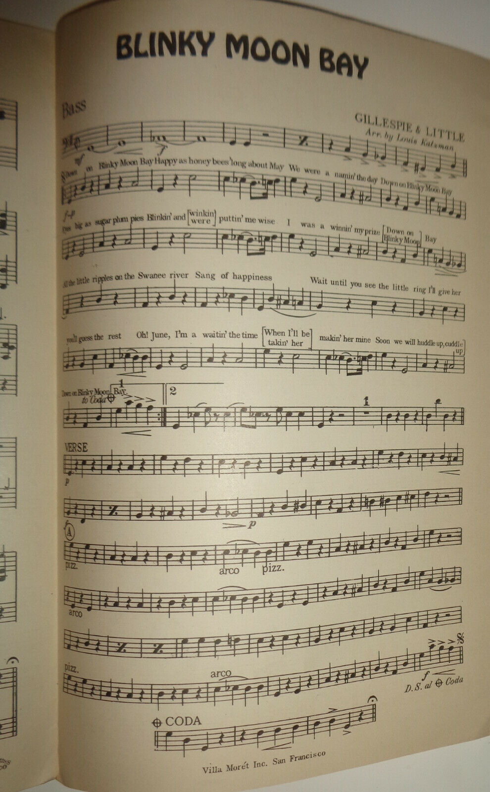 Blinky Moon Bay, by Haven Gillespie; Geo A Little. 1925. For orchestra