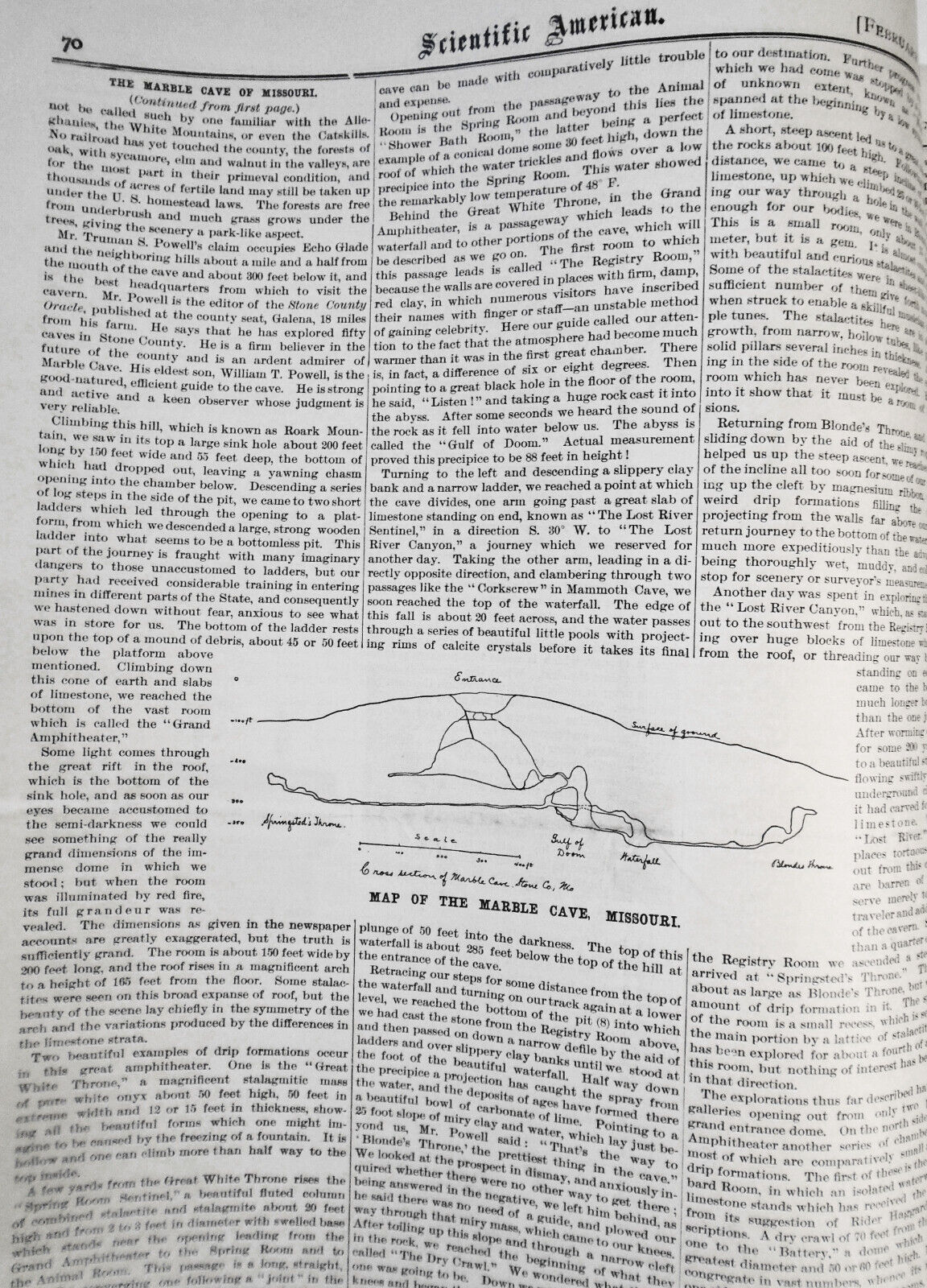 Scientific American February 4, 1893 - Marble Cave Of Missouri; Bicycles; Cats..