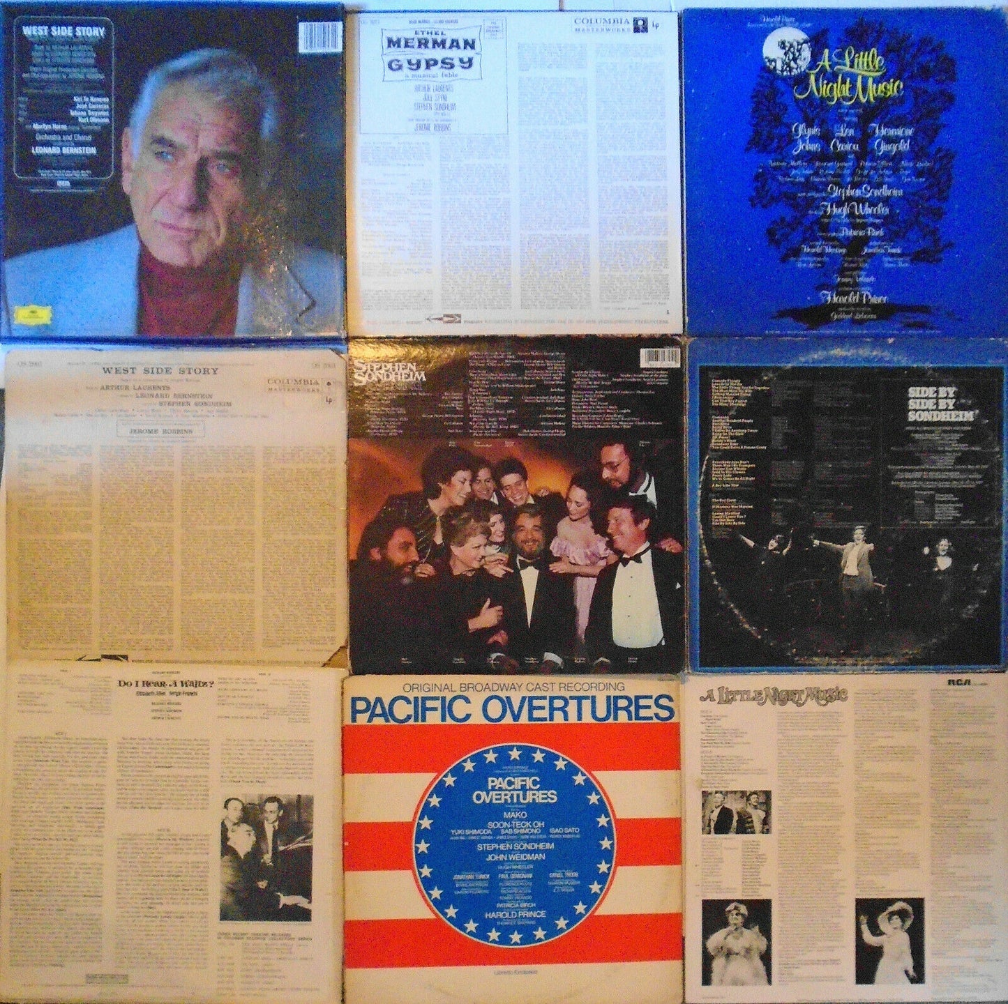 9 Stephen Sondheim vinyl LPs Lot (12 discs) - original cast soundtracks
