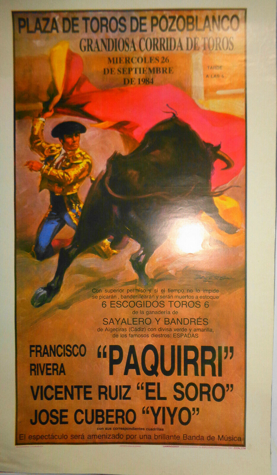 5 Plaza de Toros Bullfighting Posters - 1976-1992 as a lot