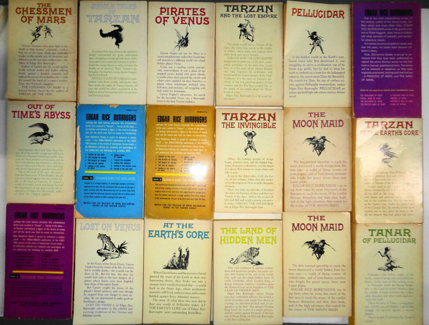Edgar Rice Burroughs lot of 18 paperbacks - 1st printings Tarzan Science Fiction
