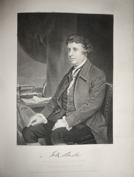 Edmund Burke - original portrait engraving - 1876 - Duyckinck Int'l Gallerie