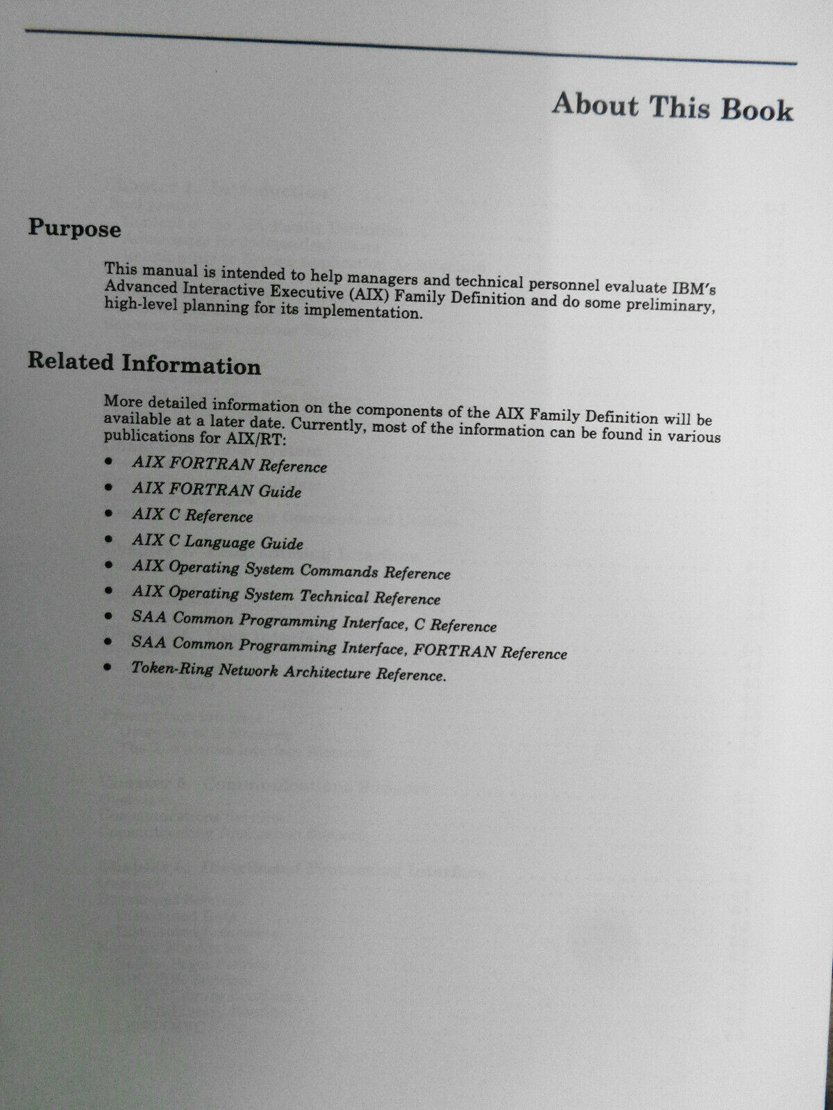 IBM AIX Family Definition Overview. First Edition, July 1988
