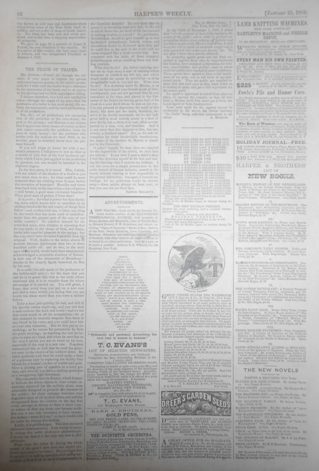 James S. Payne, Third President Of Liberia - - Harper's Weekly, January 25, 1868