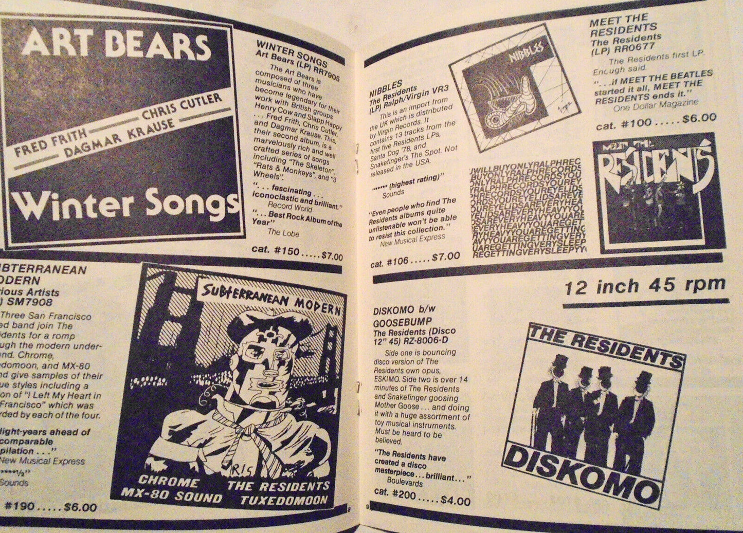 The Residents - Ralph Records - Buy Or Die Catalog #6, October, 1980