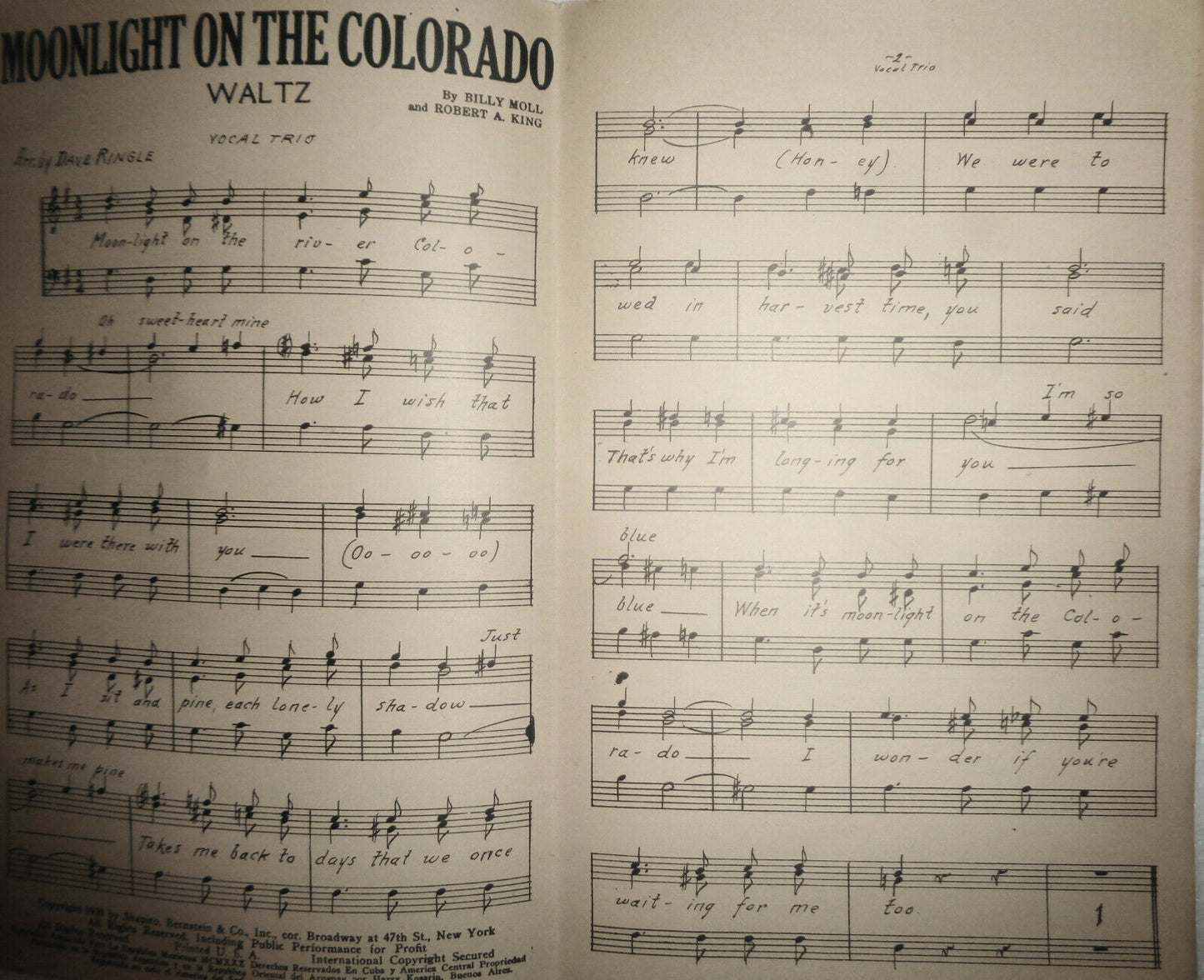 Moonlight On the Colorado ~ Billy Moll & Robert A.  King ~ 1930 For Orchestra