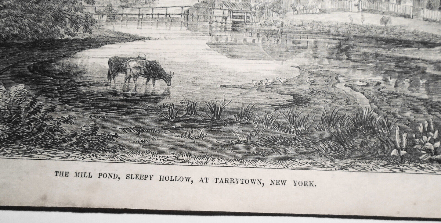 The Mill Pond, Sleepy Hollow, Tarrytown, New York - Gleason's Pictorial 1853