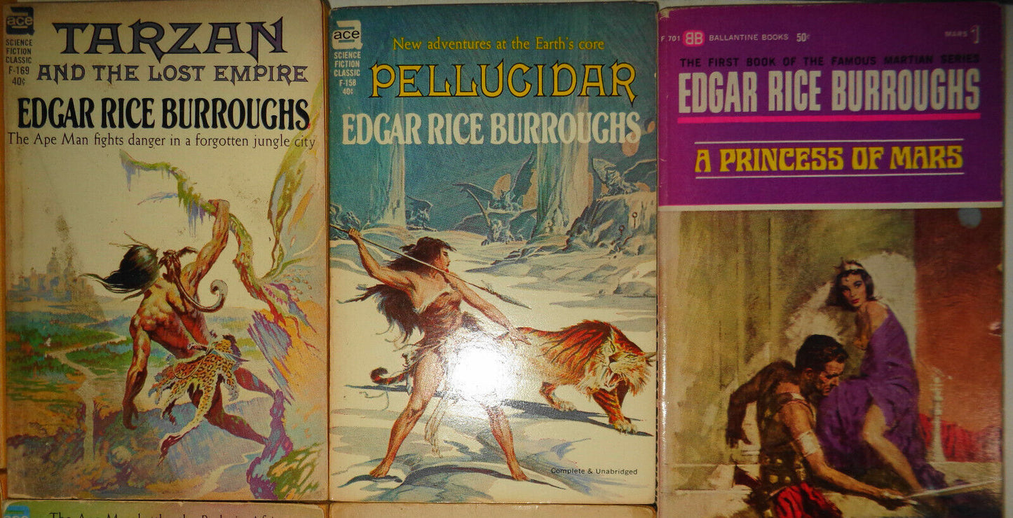 Edgar Rice Burroughs lot of 18 paperbacks - 1st printings Tarzan Science Fiction