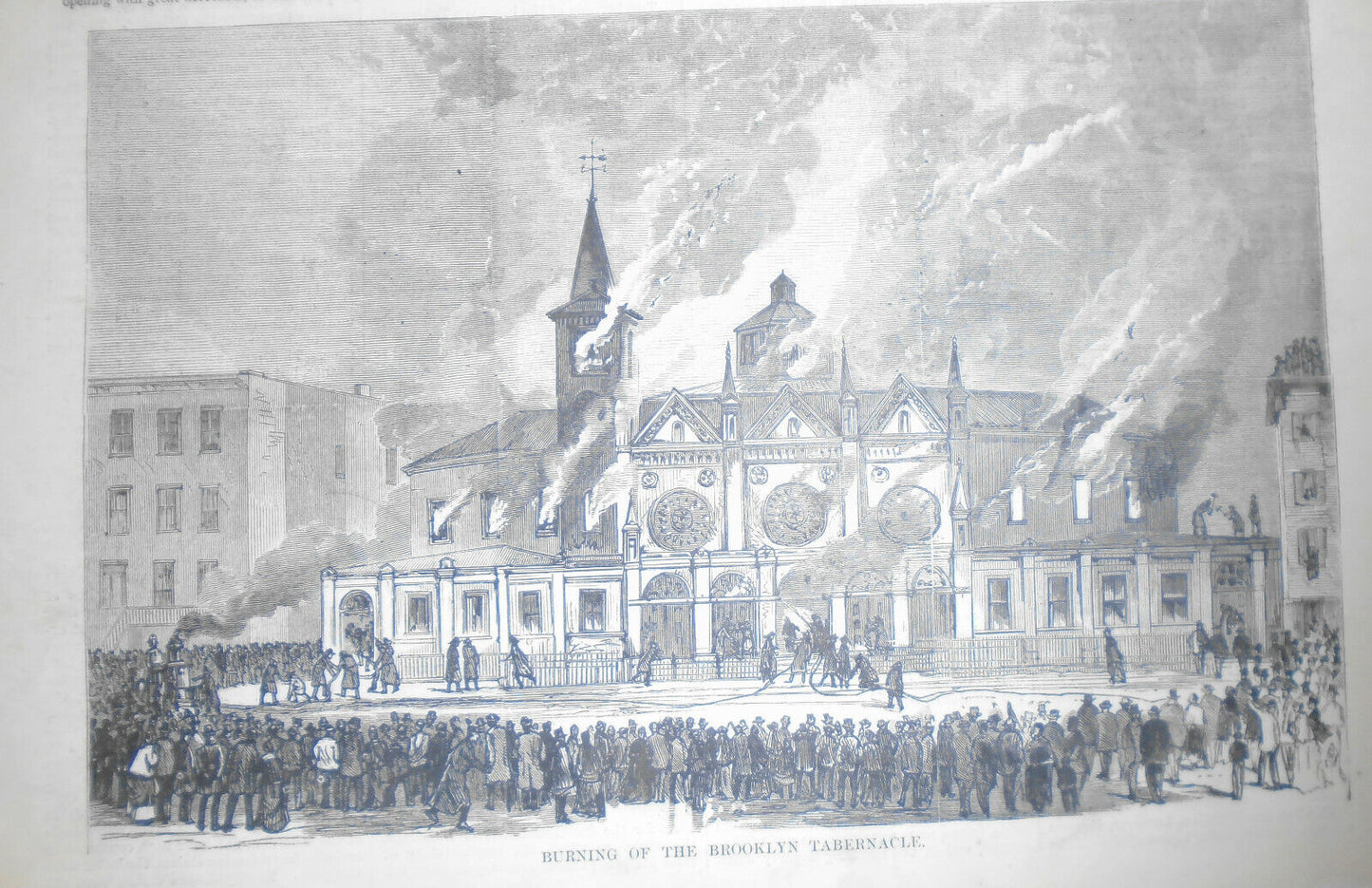 Burning Of The Brooklyn Tabernacle - Harper's Weekly Jan 11, 1873 - original