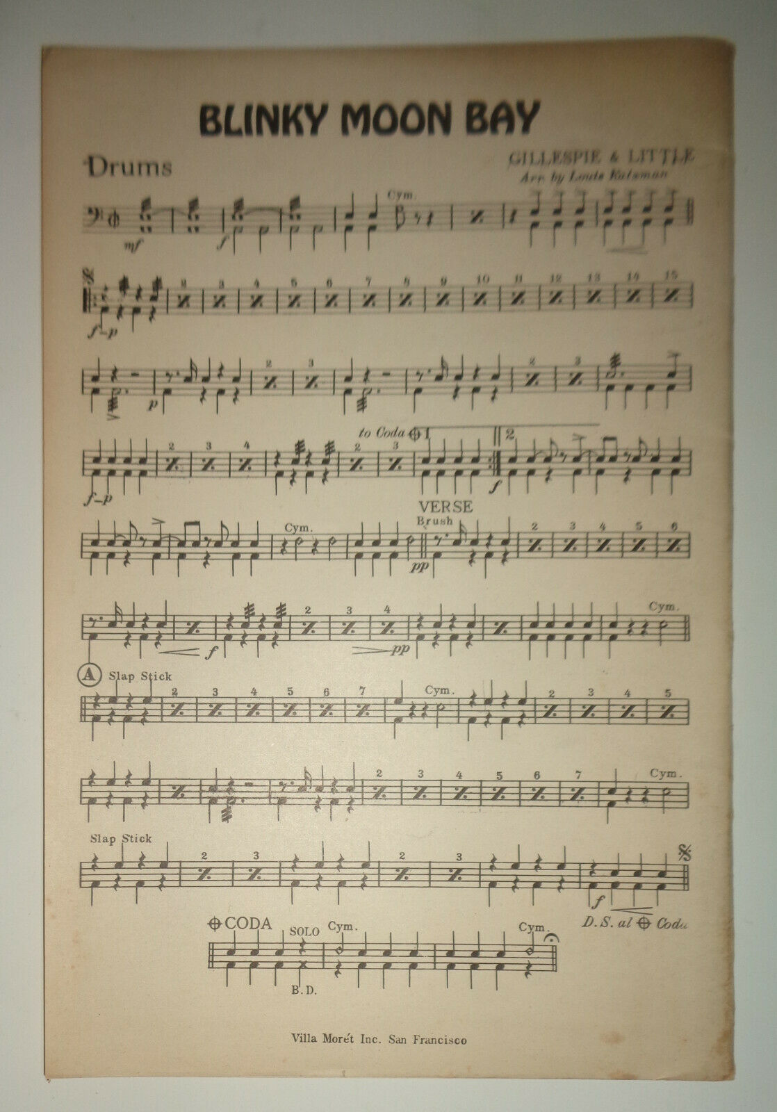 Blinky Moon Bay, by Haven Gillespie; Geo A Little. 1925. For orchestra