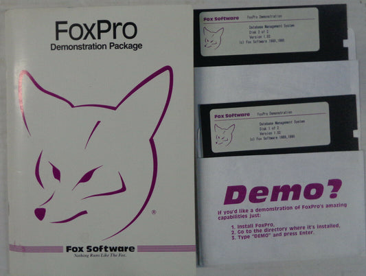 FoxPro Demo Program,  1989. For IBM PCs 5 1/4". By Fox Software