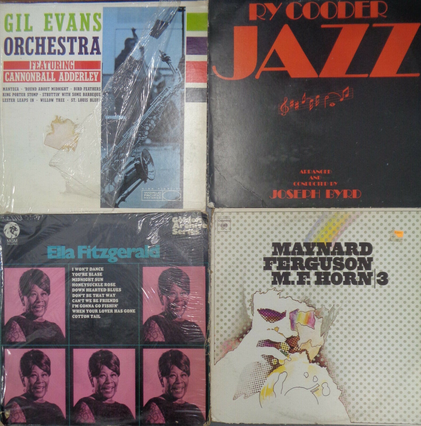 16 Jazz LPs Lot: Miles, Dizzy, Ella, MJQ, Ellington, Griffin, Quincy Jones