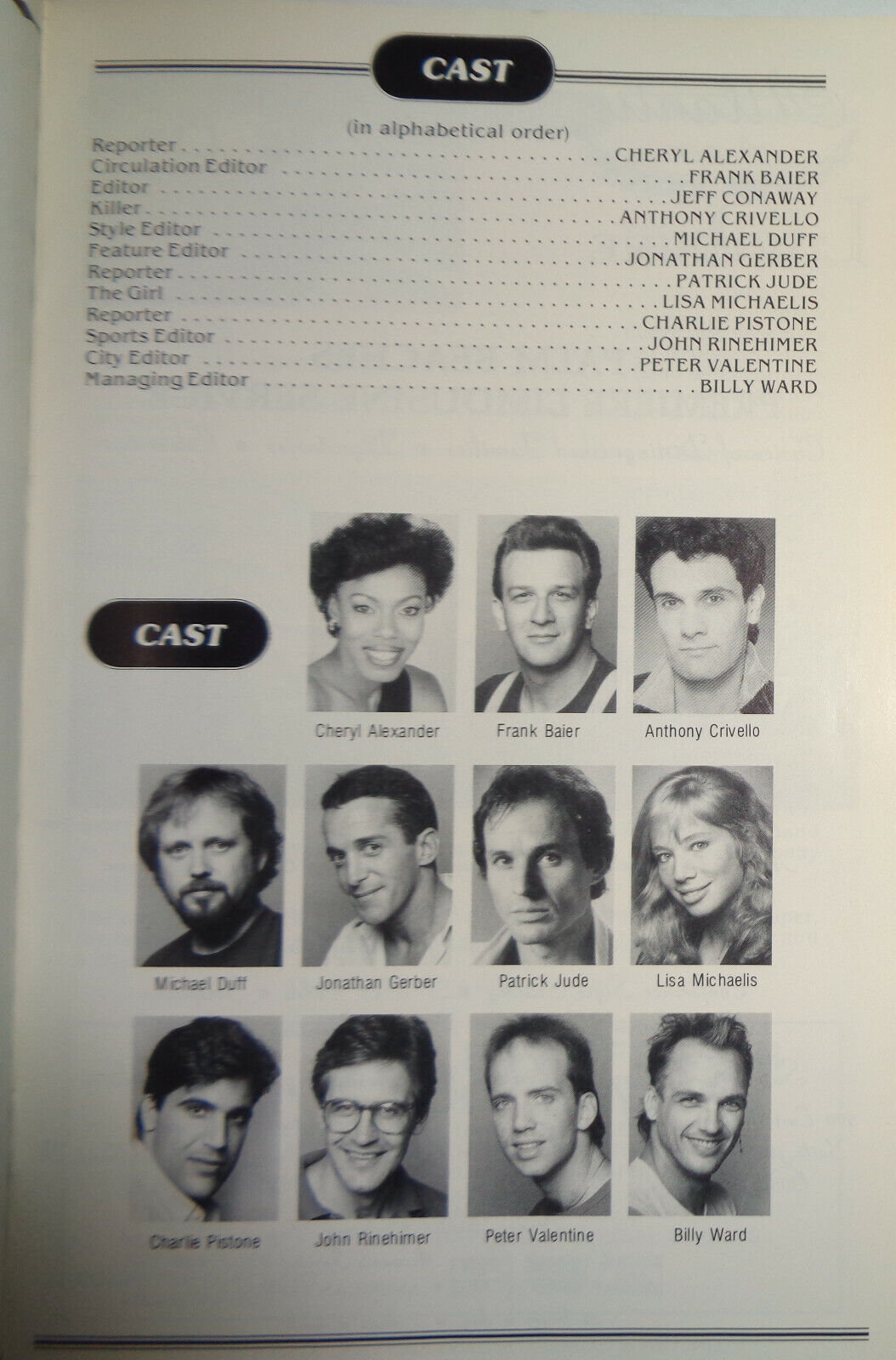 THE NEWS - SOUVENIR PROGRAM -  1985 BURT REYNOLDS JUPITER THEATRE, NEW YORK: