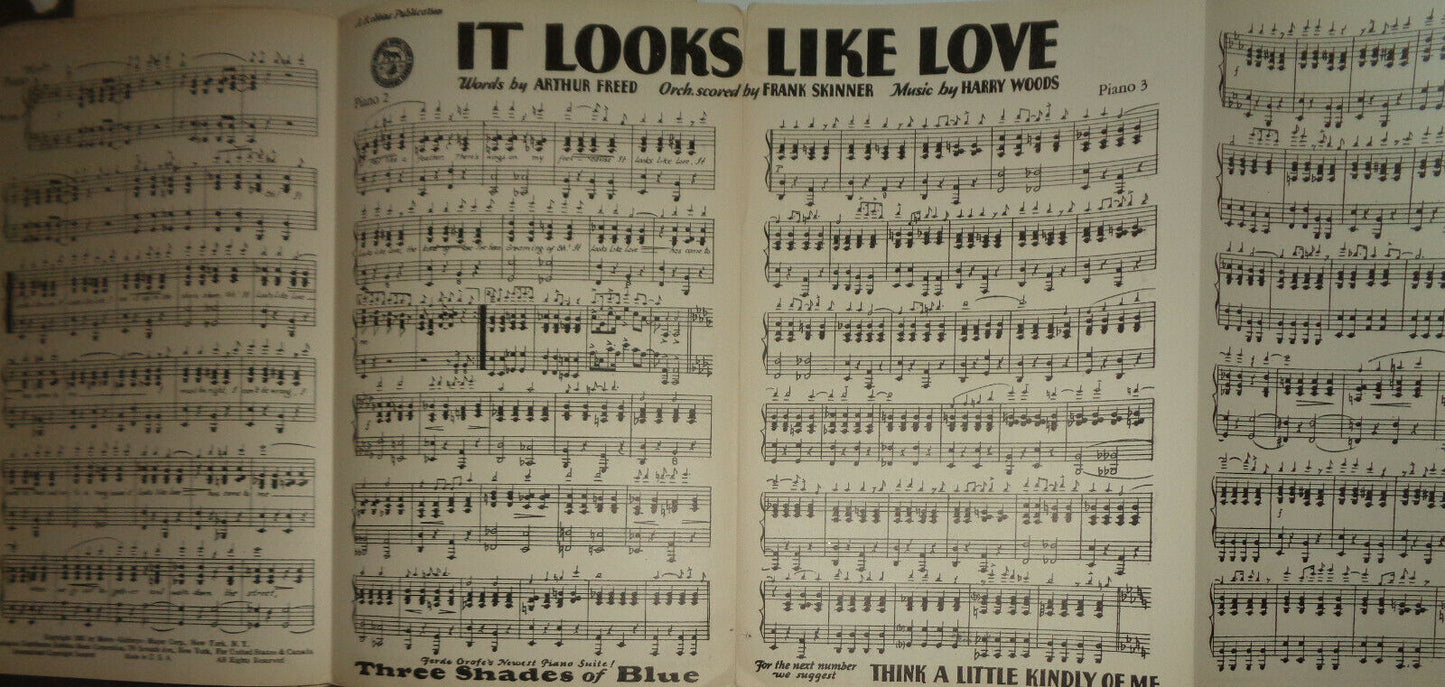 IT LOOKS LIKE LOVE - RHYTHM FOX TROT - SHEET MUSIC FOR ORCHESTRA - 1931