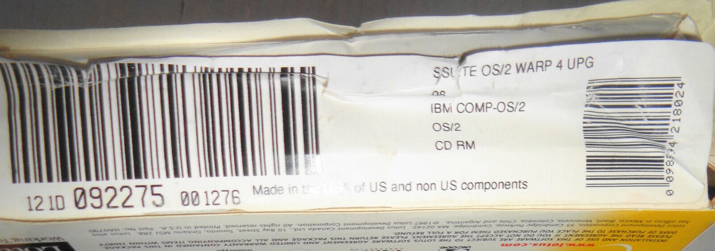 Lotus SmartSuite for IBM OS/2 Warp 4 - Upgrade edition. 1997.