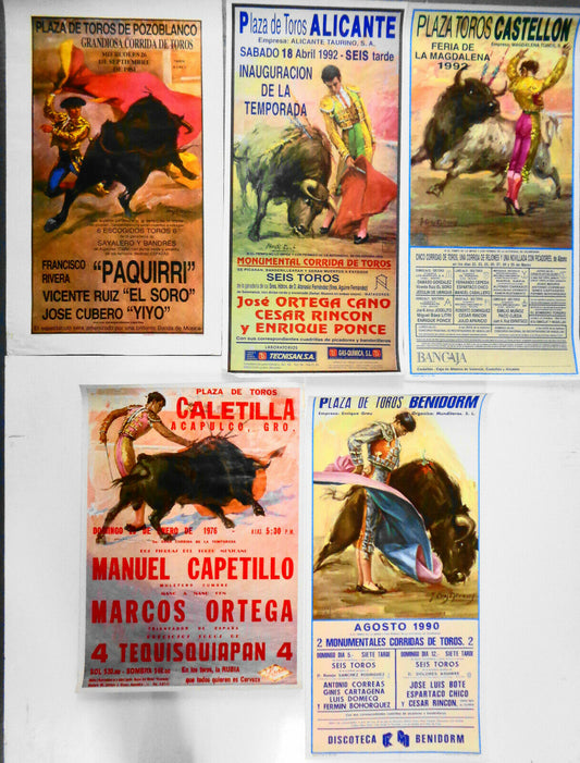 5 Plaza de Toros Bullfighting Posters - 1976-1992 as a lot