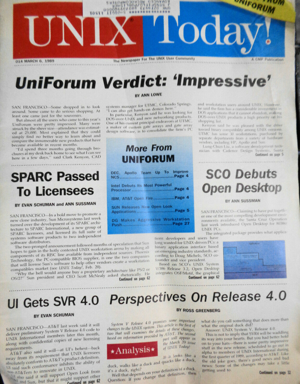 UNIX Today 1989/1990, 8 issues lot -  The Newspaper of open systems computing