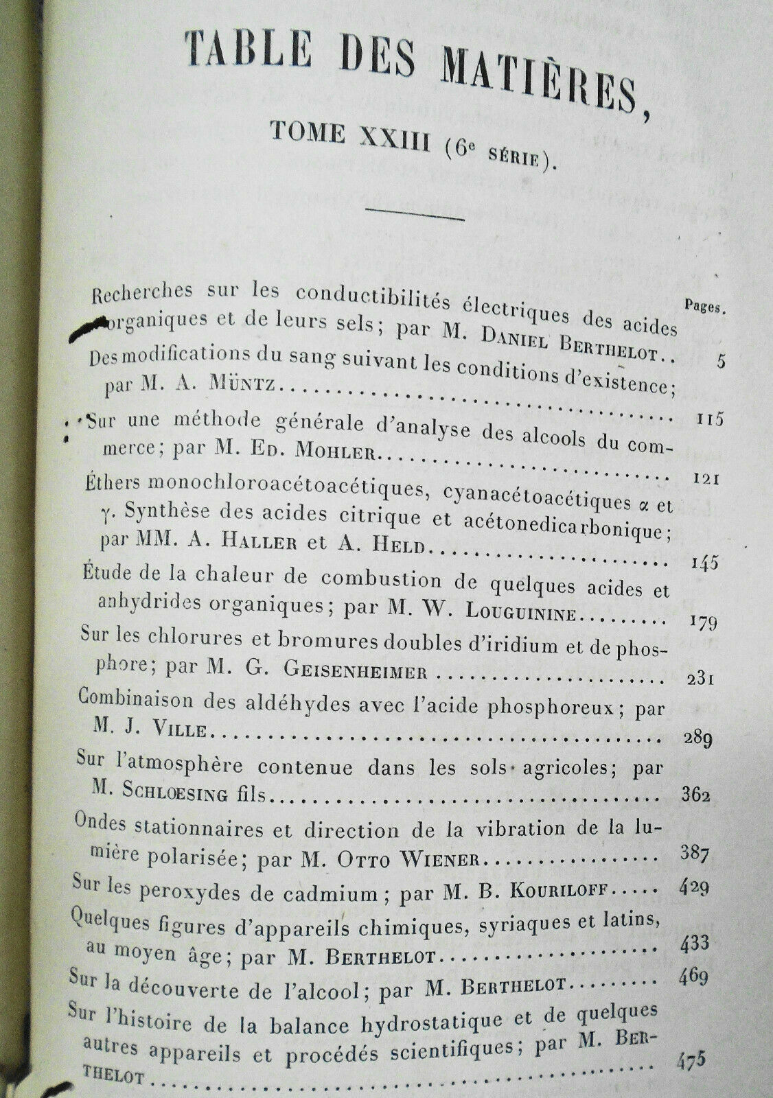 1891 Annales de Chimie et de Physique, Tome 23 - Berthelot, Pasteur, Becquerel