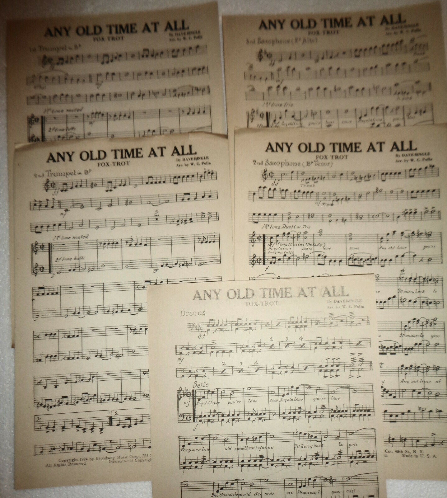 Any Old time at all, by Dave Ringle  - Arr. by W. C. Polla - 1924 for orchestra