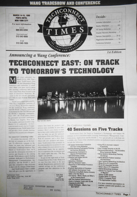 Techconnect Times - WANG Tradeshow and Conference - Program - March 14-16, 1990
