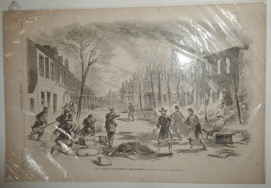 OUR SOLDIERS IN THE STREETS OF FREDERICKSBURG - Harper's Weekly 1863 - Civil War
