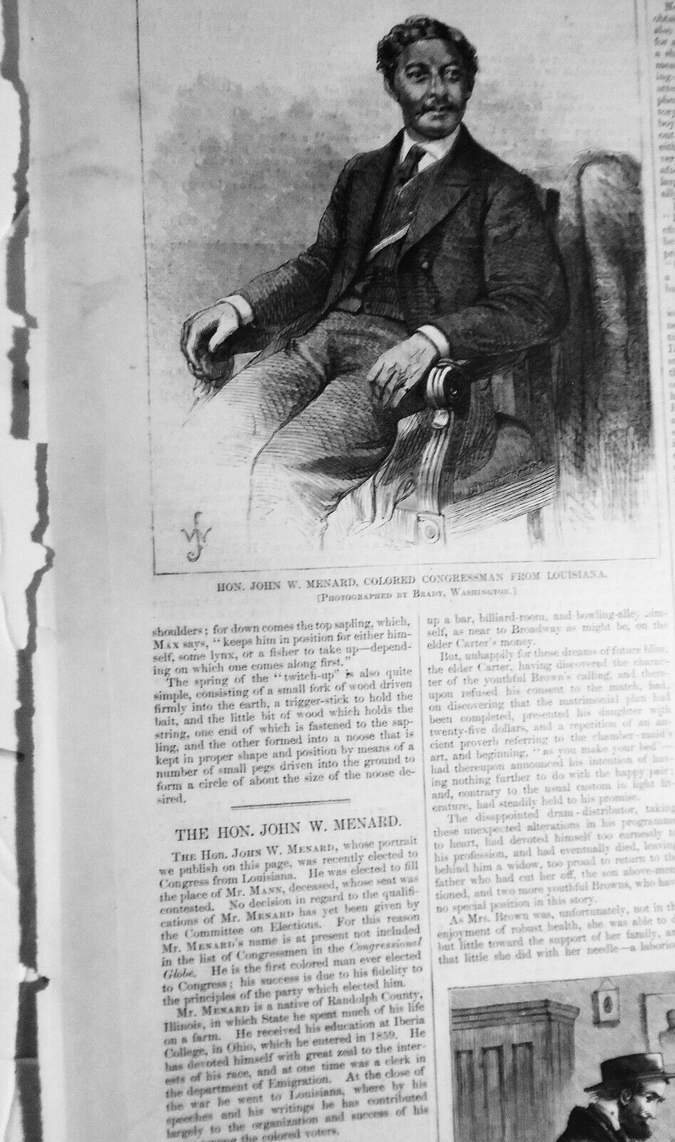 1869 The first Black Congressman elected : Hon. John W. Menard, from Louisiana