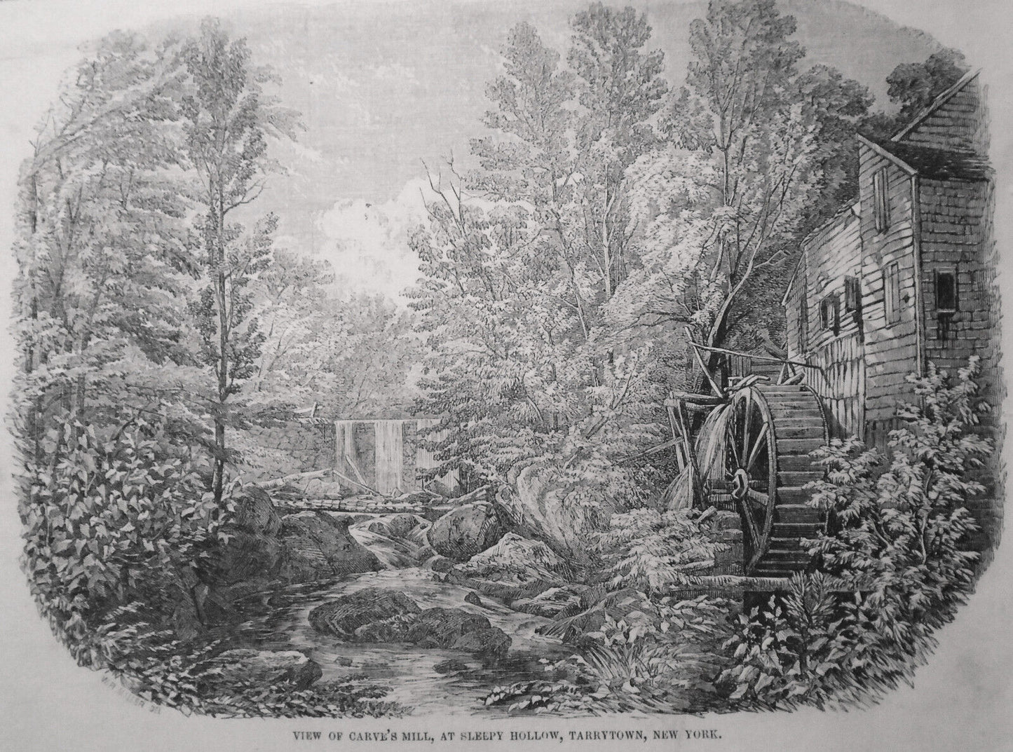 View of Carve's Mill, at Sleepy Hollow, Tarrytown, New York  - Gleason's 1853