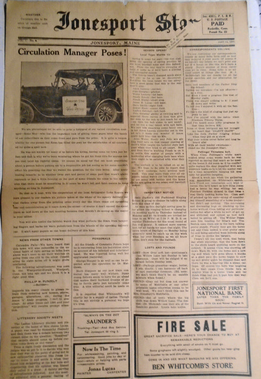 Jonesport Star, April 14, 1930 - Jonesport, Maine newspaper - depression era