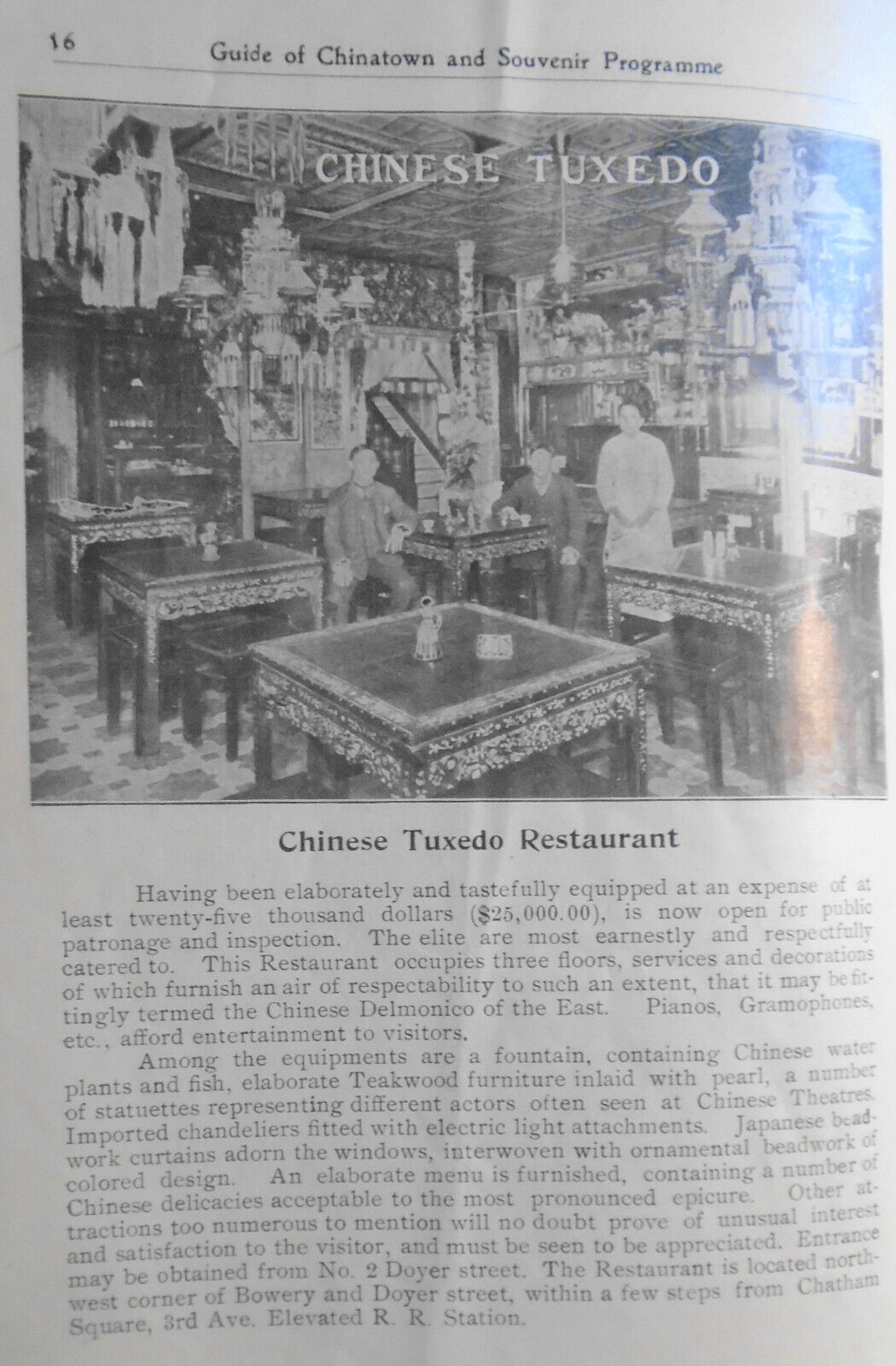 1903 Guide Of Chinatown and Souvenir Programme, New York City. Charles Gong, Pub