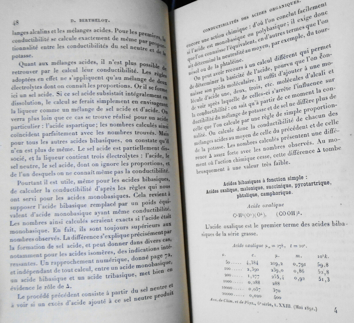 1891 Annales de Chimie et de Physique, Tome 23 - Berthelot, Pasteur, Becquerel
