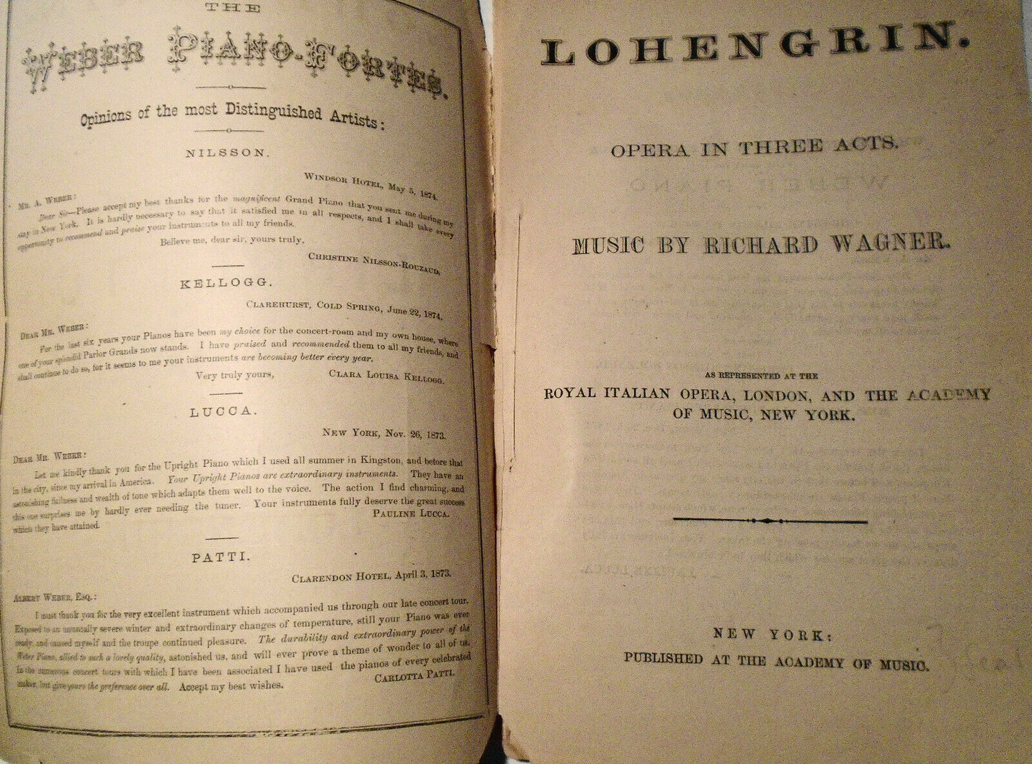 Lohengrin, opera in three acts, by Richard Wagner [1874]. Dual Language
