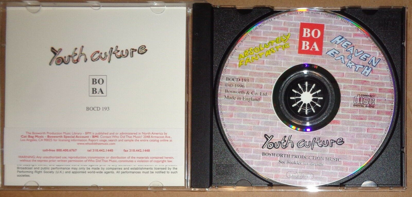 Youth Culture - CD by Shaun Kirkpatrick - Bosworth Production Music.  BOCD 193