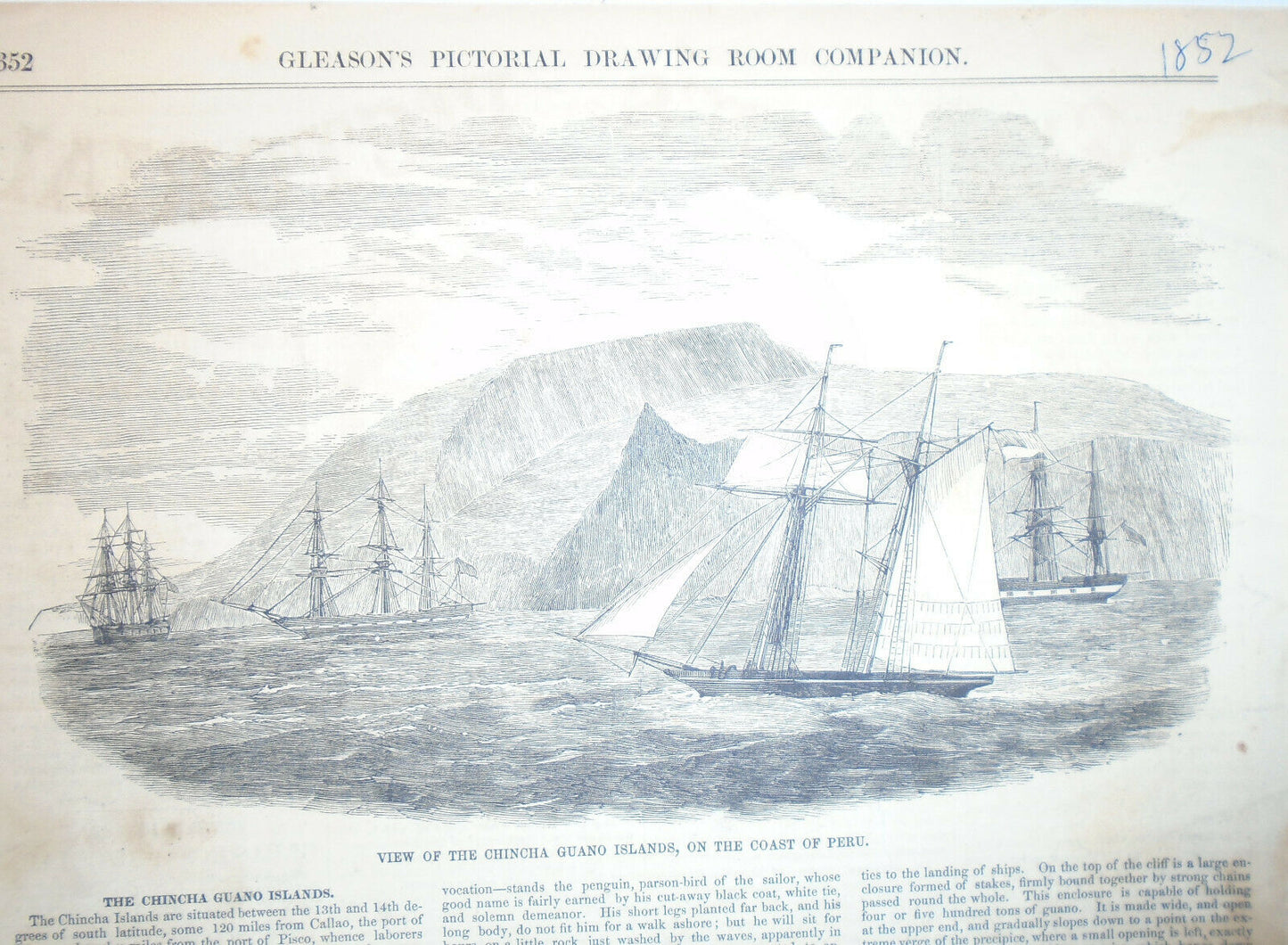 1852  Chincha Guano Islands, coast of Peru - Story & Print - Gleason's Pictorial