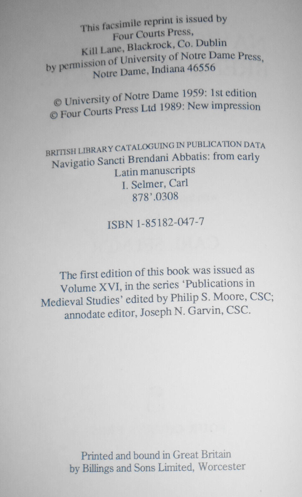 Navigatio Sancti Brendani Abbatis: From Early Latin Manuscripts, by Carl Selmer