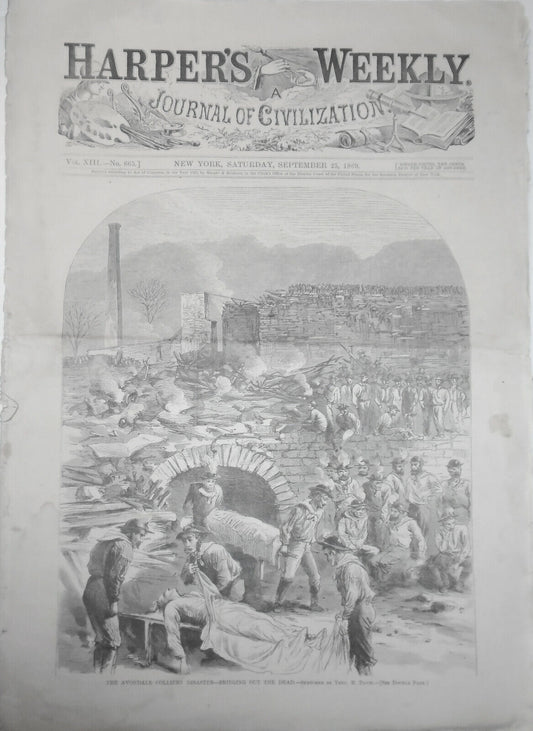 Harper's Weekly September 25, 1869 - Original Complete. Colliery Disaster