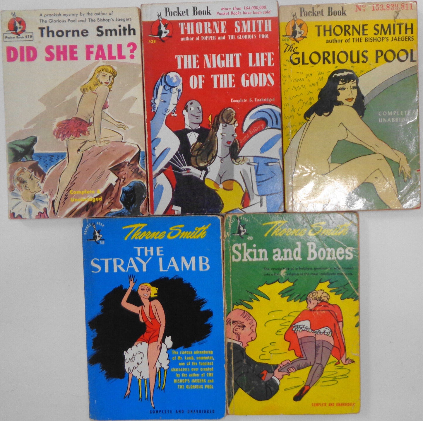 Thorne Smith : 5 vintage paperbacks from the 1940s - all first printings