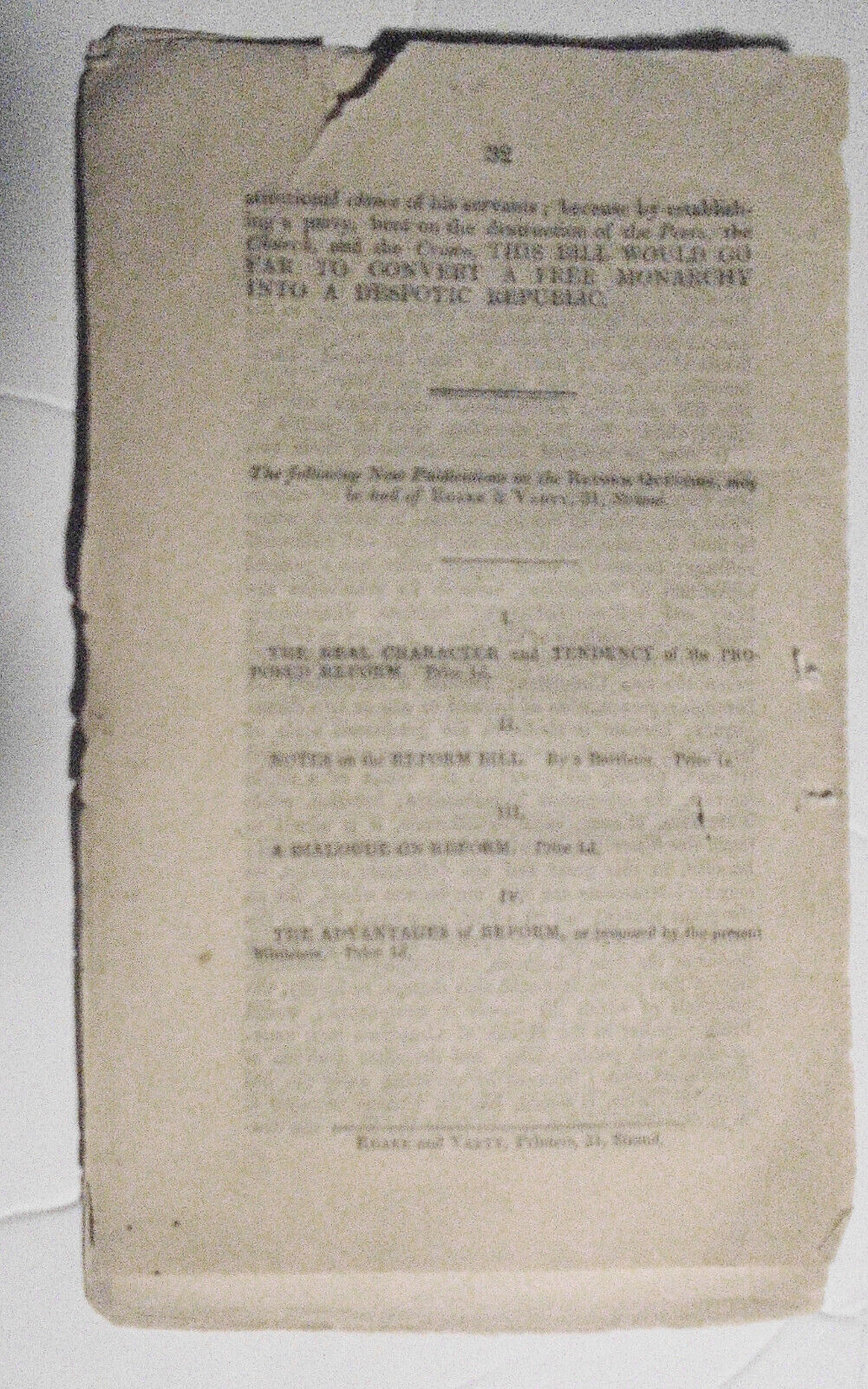 1831 The New Constitution : "The bill, the whole bill, and nothing but the bill"