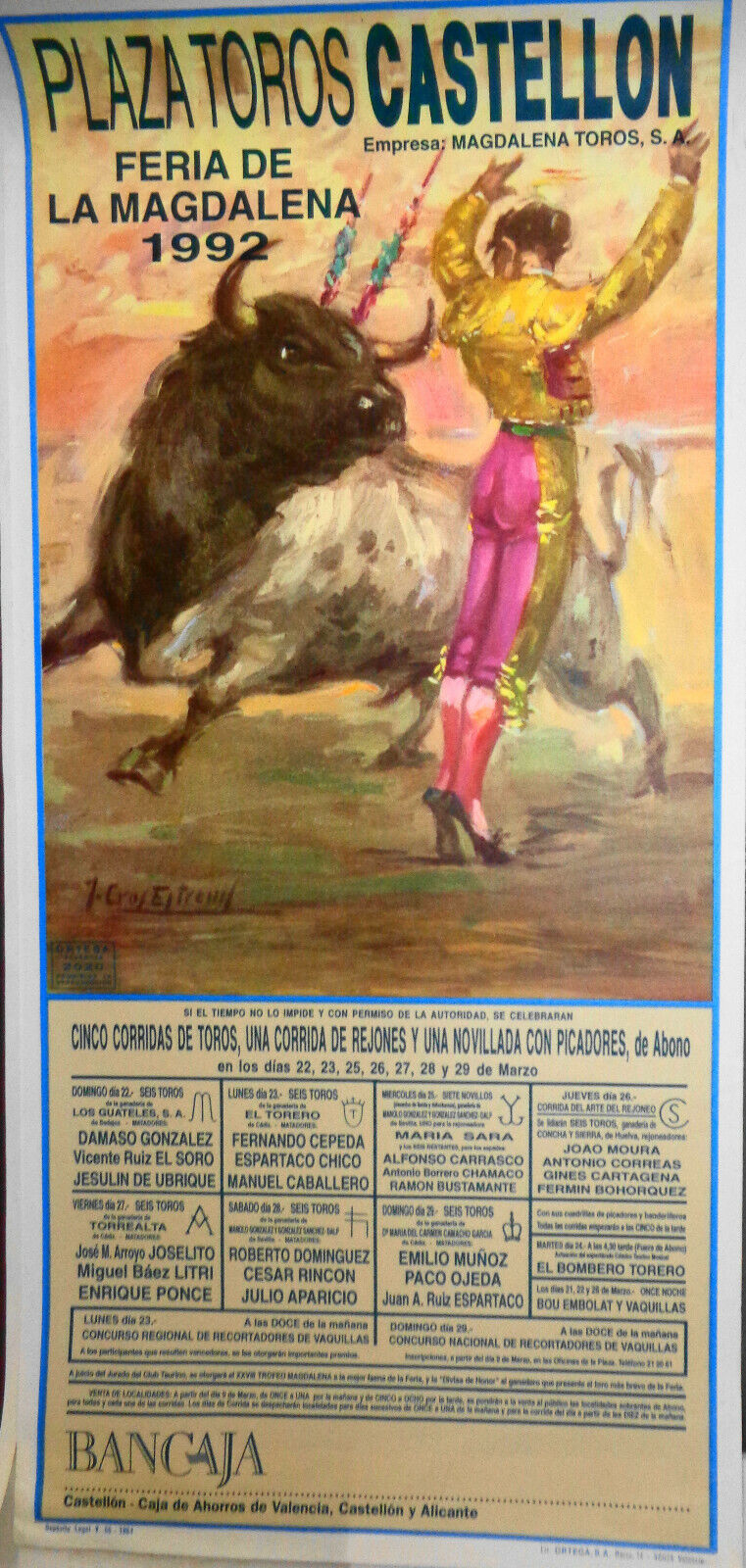 5 Plaza de Toros Bullfighting Posters - 1976-1992 as a lot
