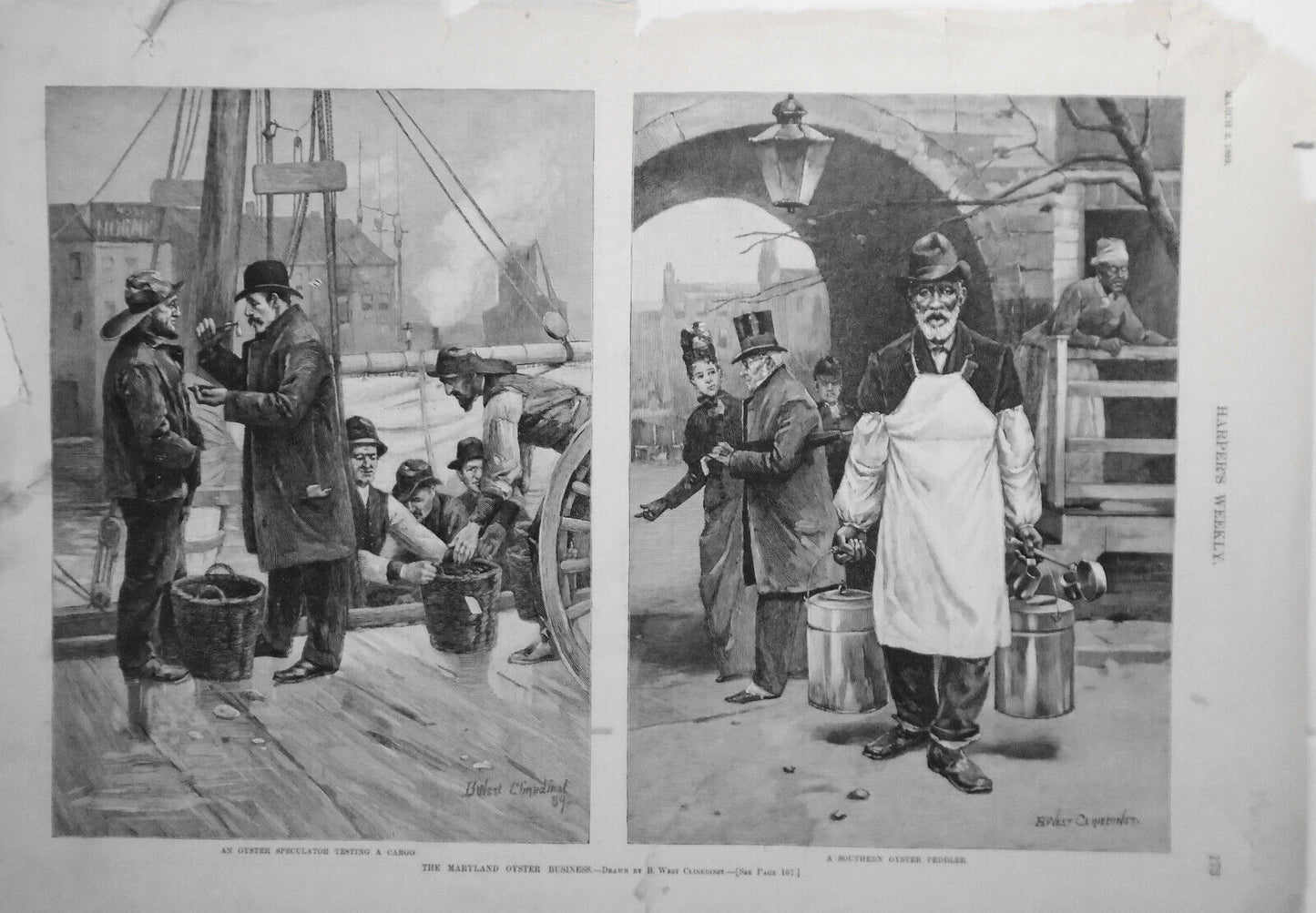 The Maryland Oyster Business - Harper's Weekly - March 2, 1889 - 2 prints