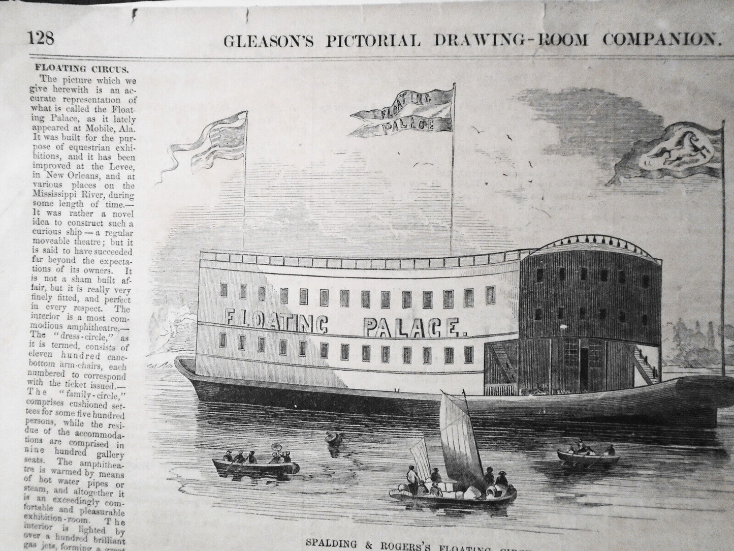 Spalding & Roger's Floating Circus Palace - Gleason's Pictorial, 1853