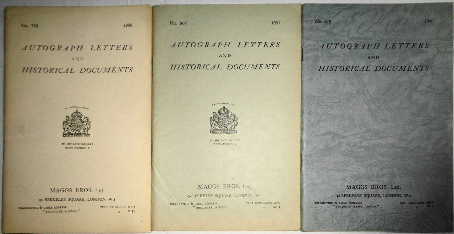 12 Maggs Bros Catalogs : Autograph Letters & Historical Documents, 1940-1960