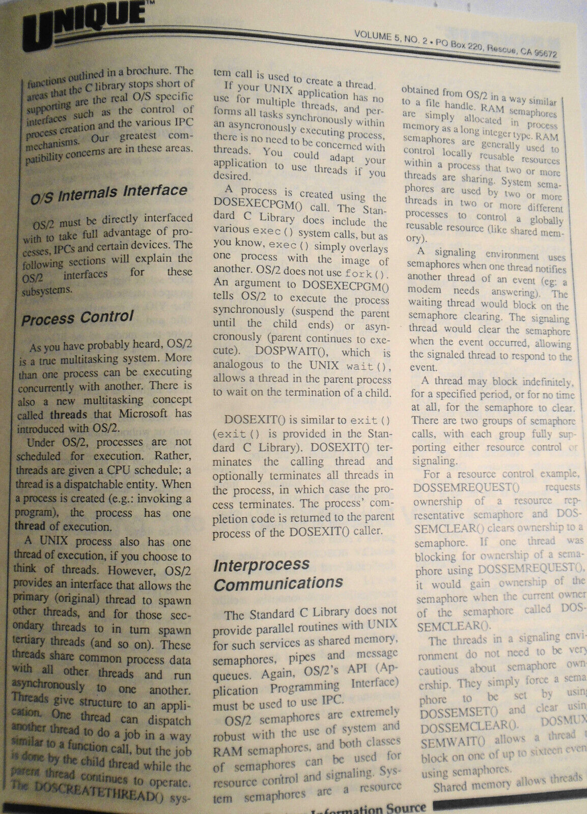 UNIQUE: The UNIX System Information Source  Jan 1988 - Apple A/UX; OS/2 & UNIX