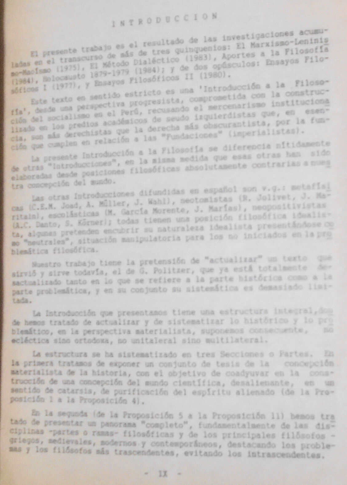 Filosofia, by Jose F W Lora Cam. 1987. Softcover. Tercer Mundo, Peru.