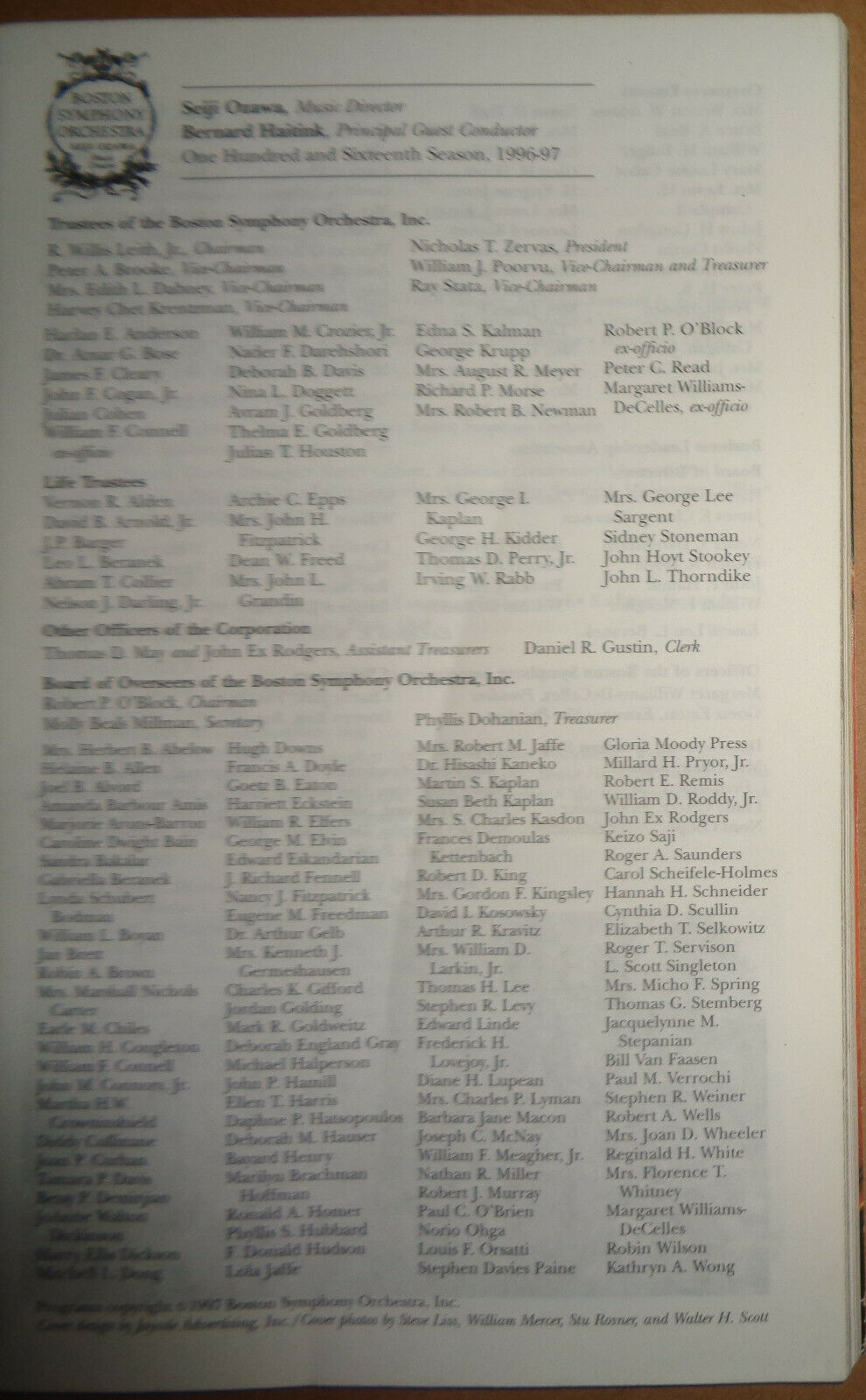 Tanglewood 1997 - Boston Symphony Orchestra - - Festival Souvenir Program