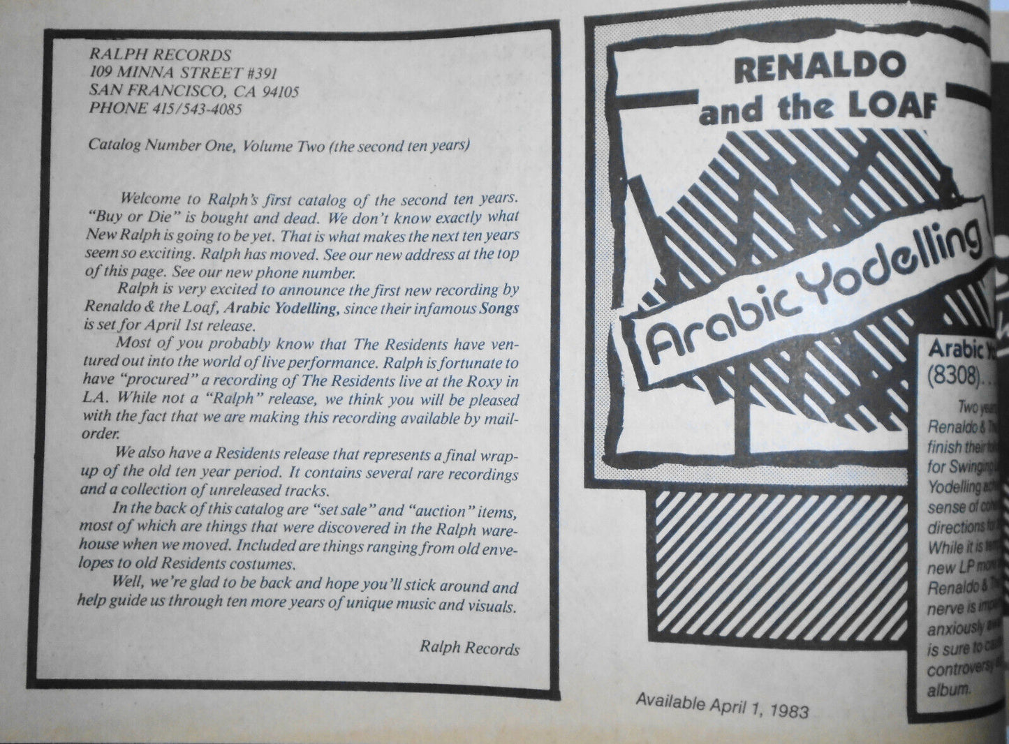 The Residents - Ralph Records - New Ralph Catalog #1, Vol. II., 1983.