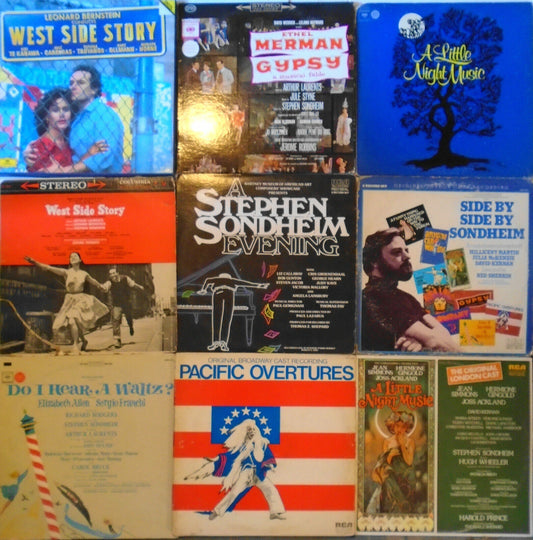 9 Stephen Sondheim vinyl LPs Lot (12 discs) - original cast soundtracks