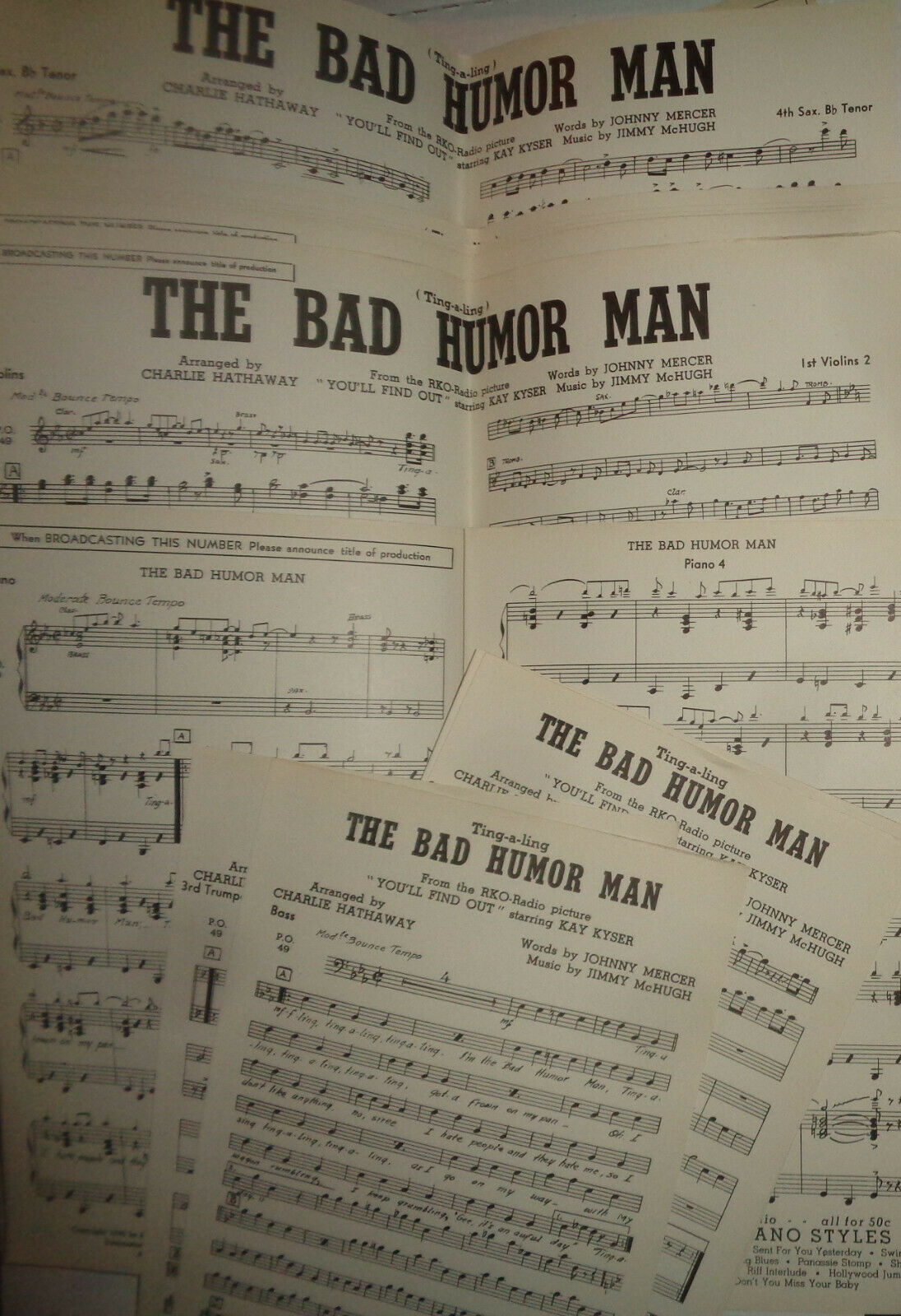 (TING-A-LING) THE BAD HUMOR MAN - JOHNNY MERCER, JIMMY McHUGH 1940 FOR ORCHESTRA