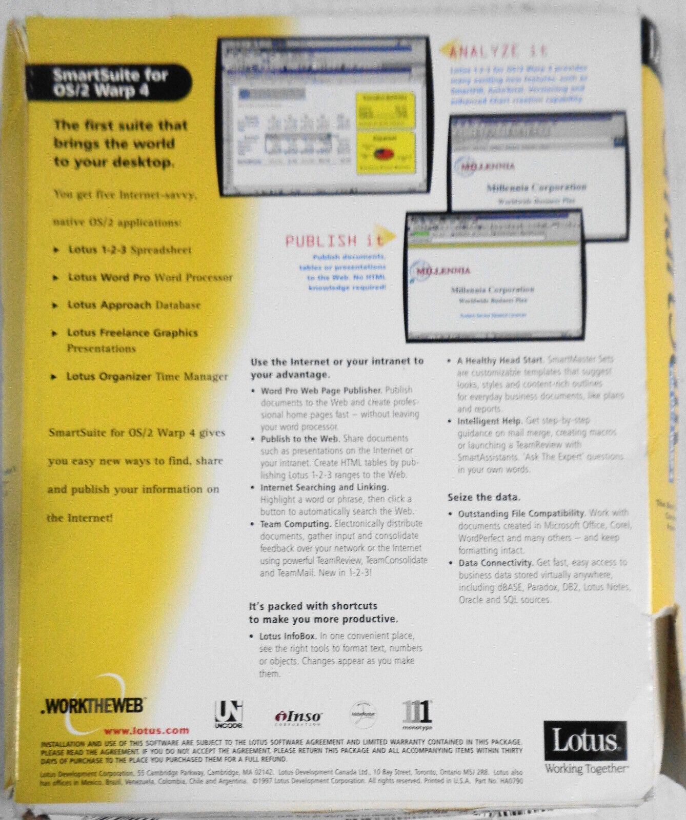 Lotus SmartSuite for IBM OS/2 Warp 4 - Upgrade edition. 1997.