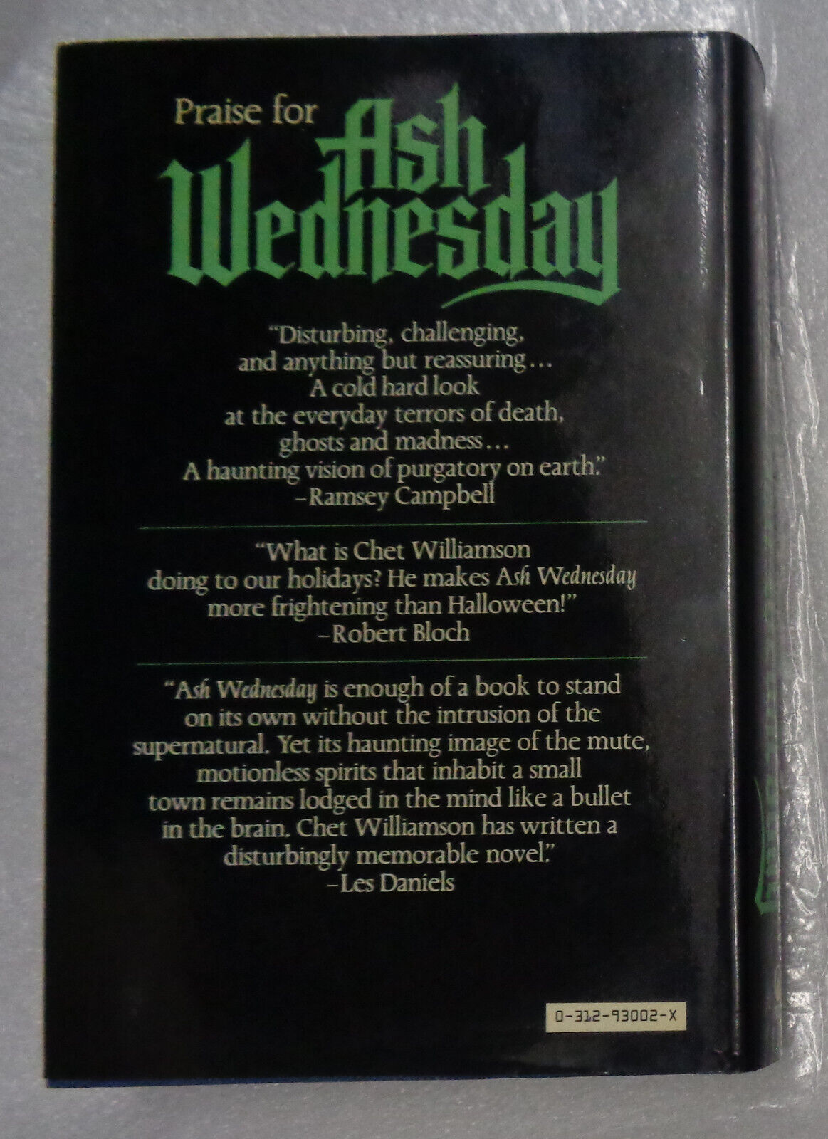 Ash Wednesday by Chet Williamson (1987, Hardcover) First Edition. 1st printing.
